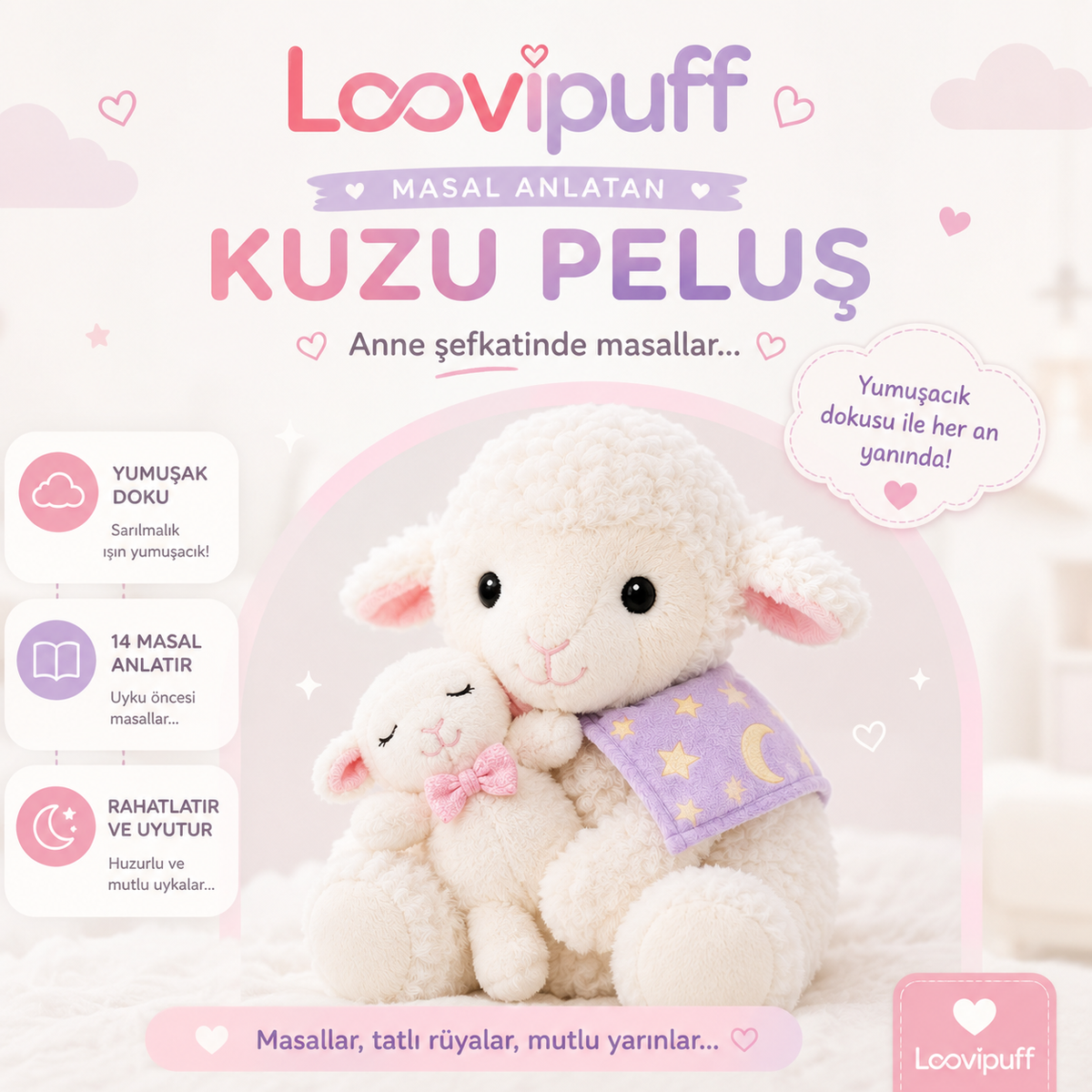 Loovipuff - Masal Anlatan Yavrulu Kuzu Peluş
